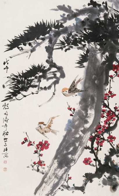 张辛稼 戊午（1976年作） 花鸟 立轴